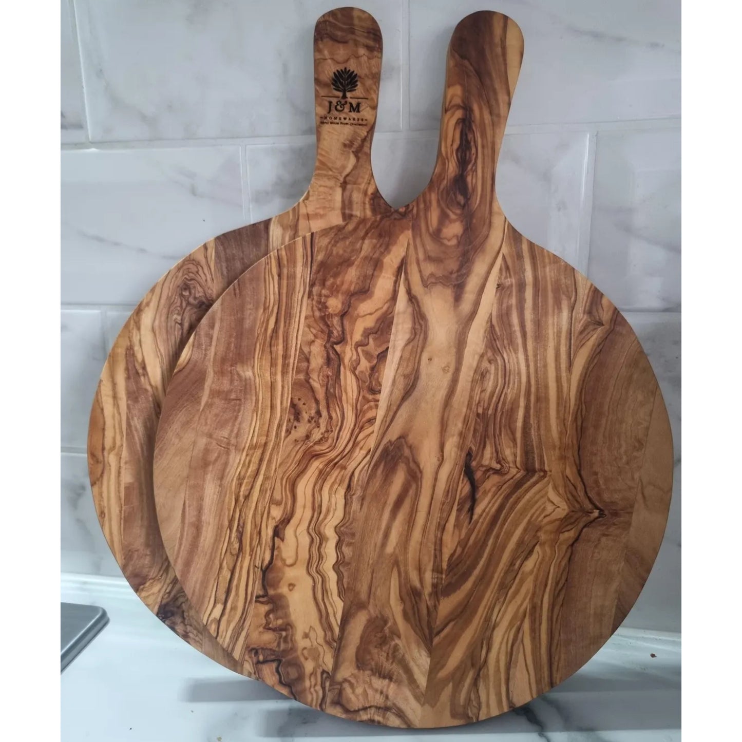 Round Olive Wood Pizza Board