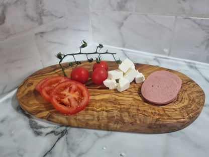 Handcrafted Olive Wood Oval Serving and Cutting Board – Perfect for Cheese, Meat, or Culinary Display