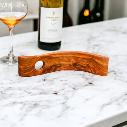 Olive Wood Bottle Holder Wave Shape