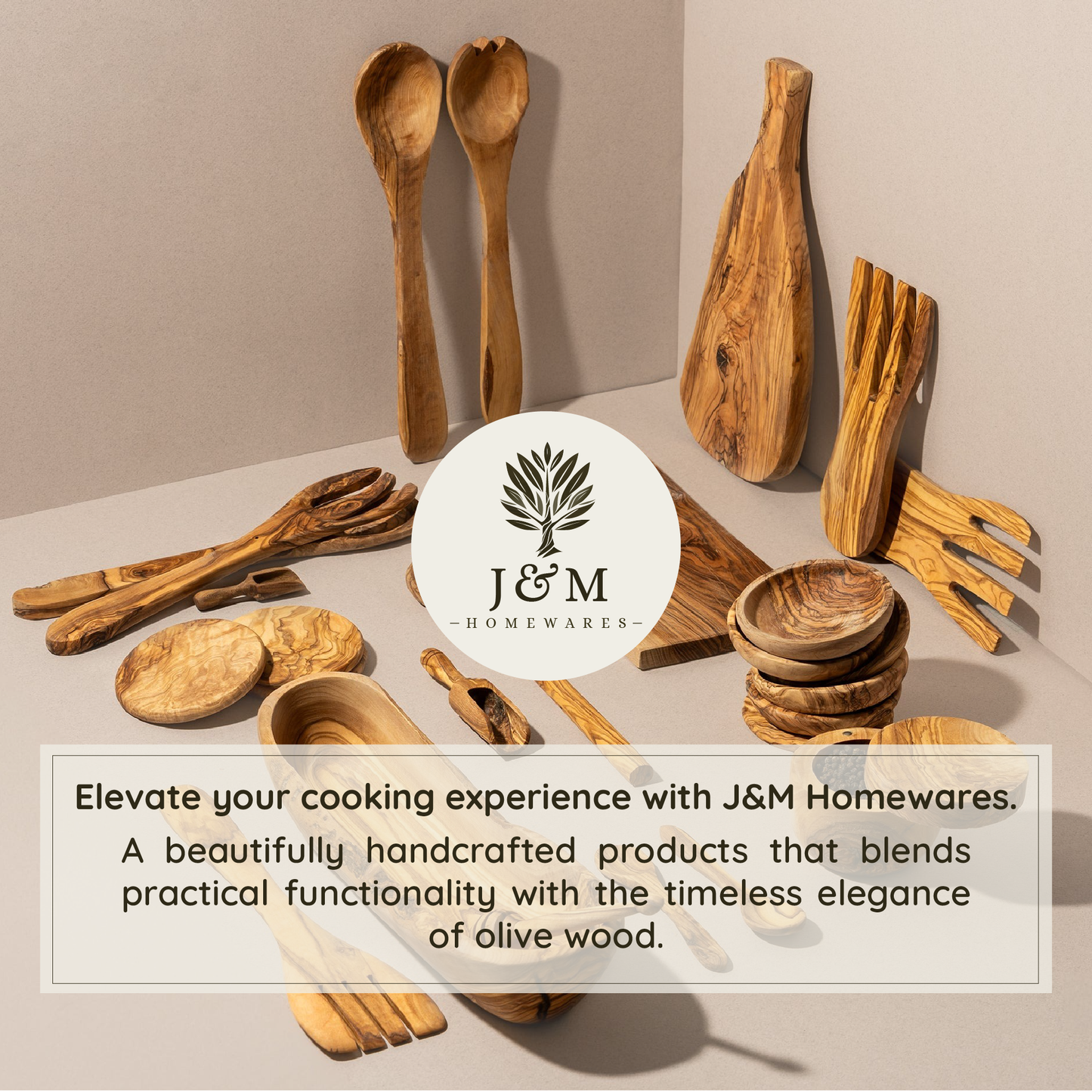 Olive Wood Utensils Set of 3 (Spoon, Spatula & Spoon with Spikes)